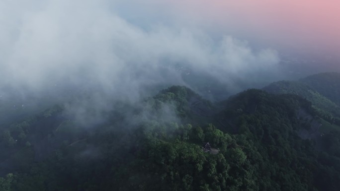 清晨日出4K航拍大自然风景树林山川云雾