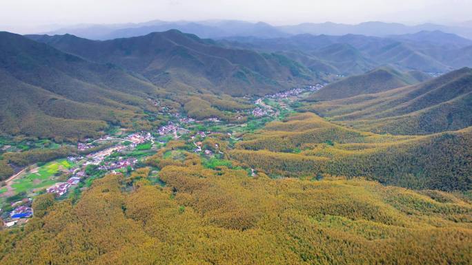 宜兴 竹海 山顶 村庄 航拍 4K