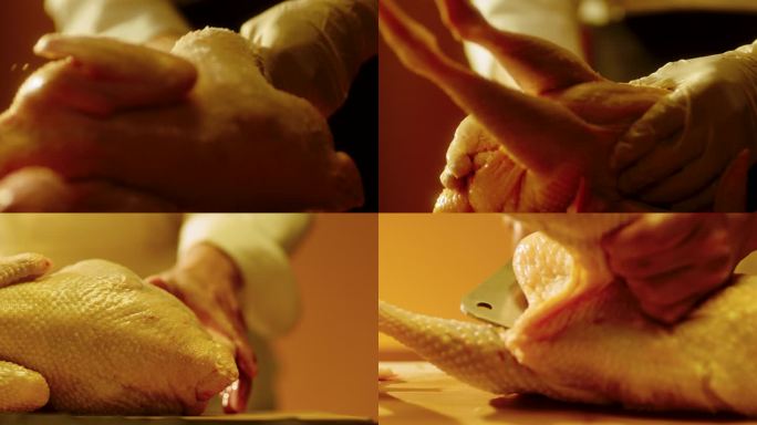 切割分割鸡肉