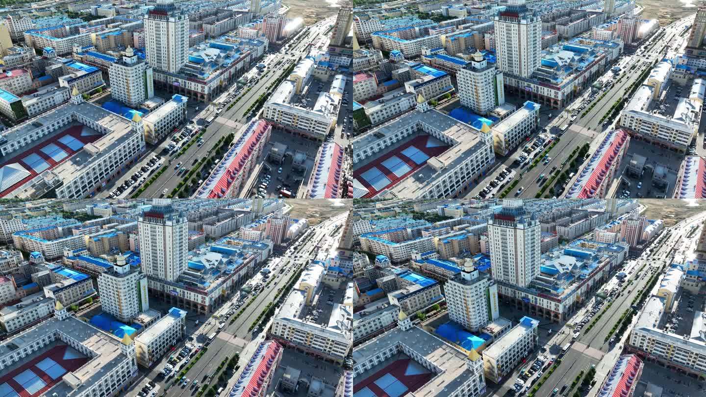 中国内蒙古满洲里城市天际线