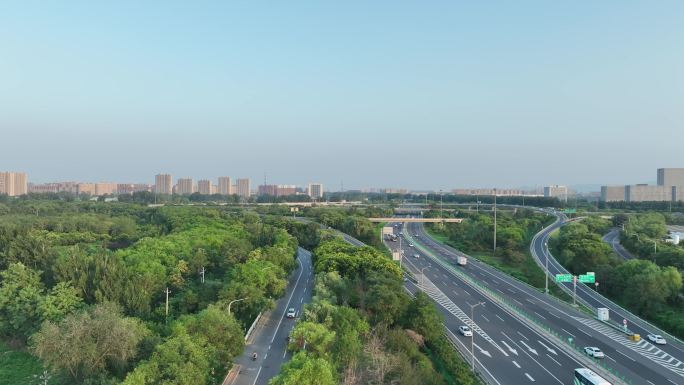 北京六环高速辅路风景航拍