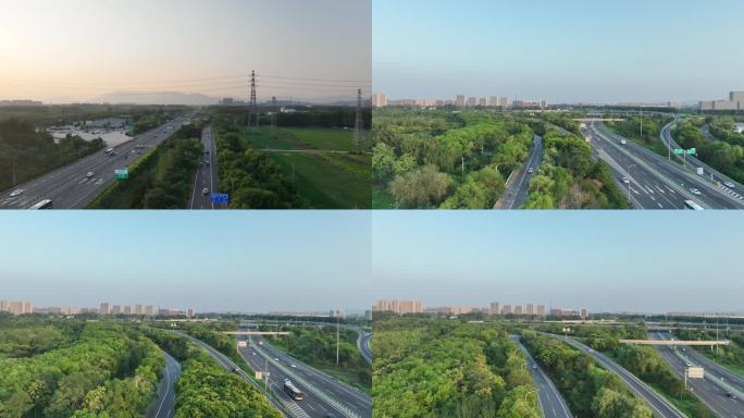 北京六环高速辅路风景航拍
