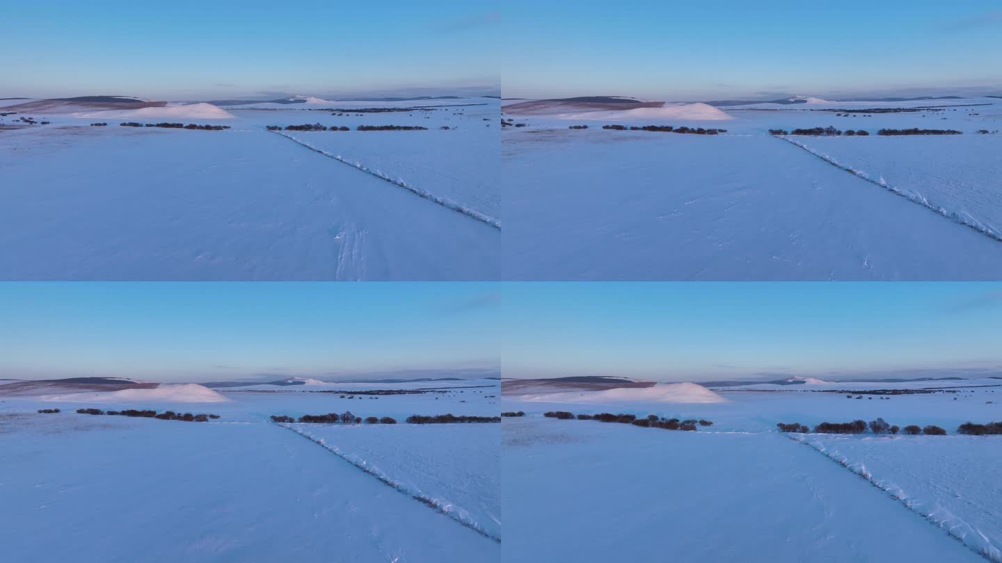 航拍林海雪原极寒天气景色
