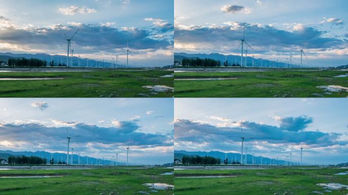 河谷风电延绿色环保新能源时摄影4K