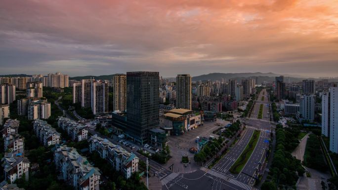 宜宾市南岸西区朝霞延时摄影