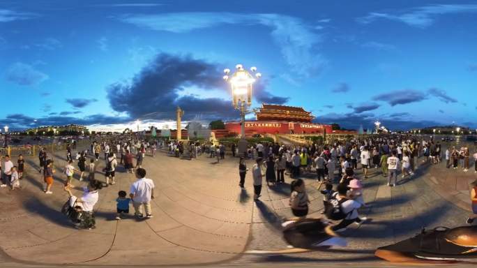 360全景视频北京天安门城楼夜景地标建筑
