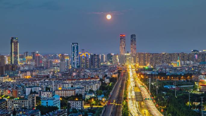 昆明万达车流夜景4k