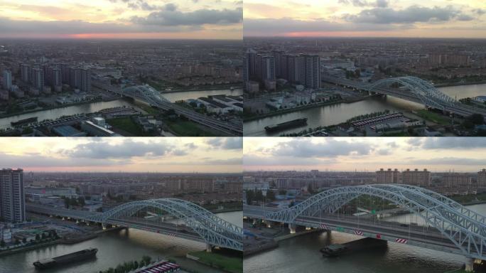 4K原素材-航拍上海平申线航道，金山大桥