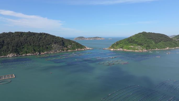 4K航拍海上水产养殖 温州南麂列岛