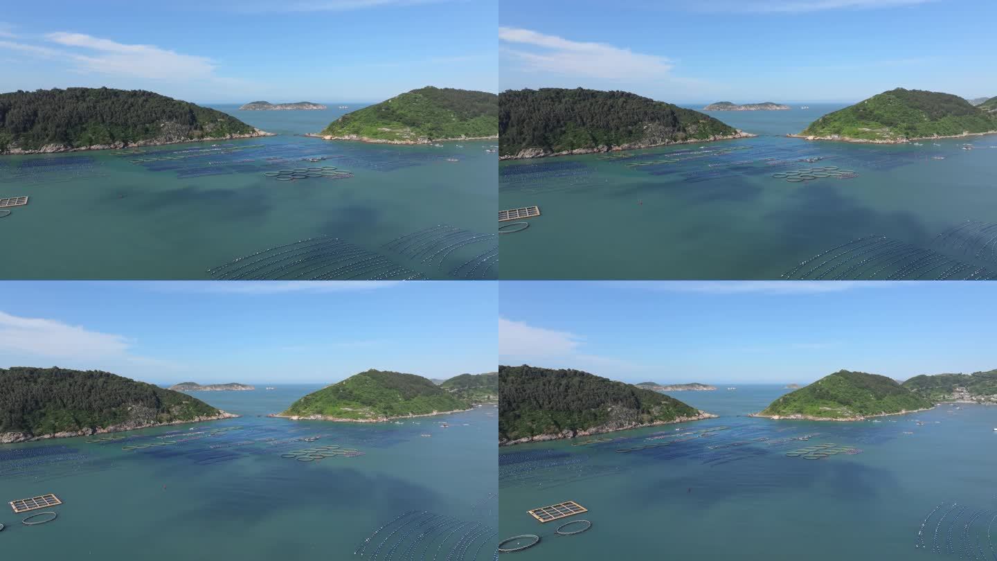 4K航拍海上水产养殖 温州南麂列岛