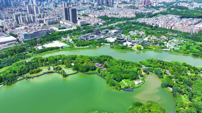 广州海珠湿地公园航拍