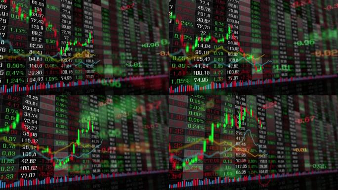 表和条形图的股票交易所市场指数动画.
