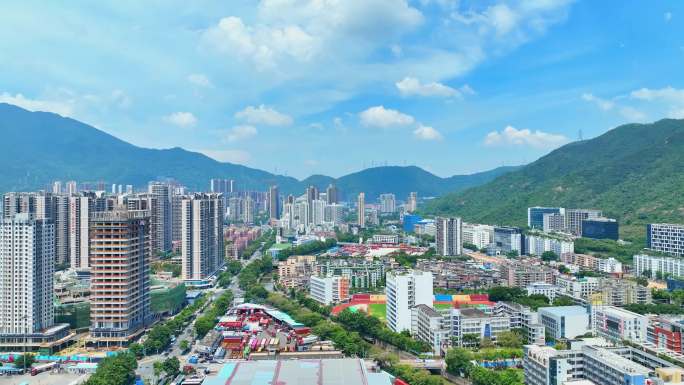 深圳盐田区盐港小学及周边航拍全景