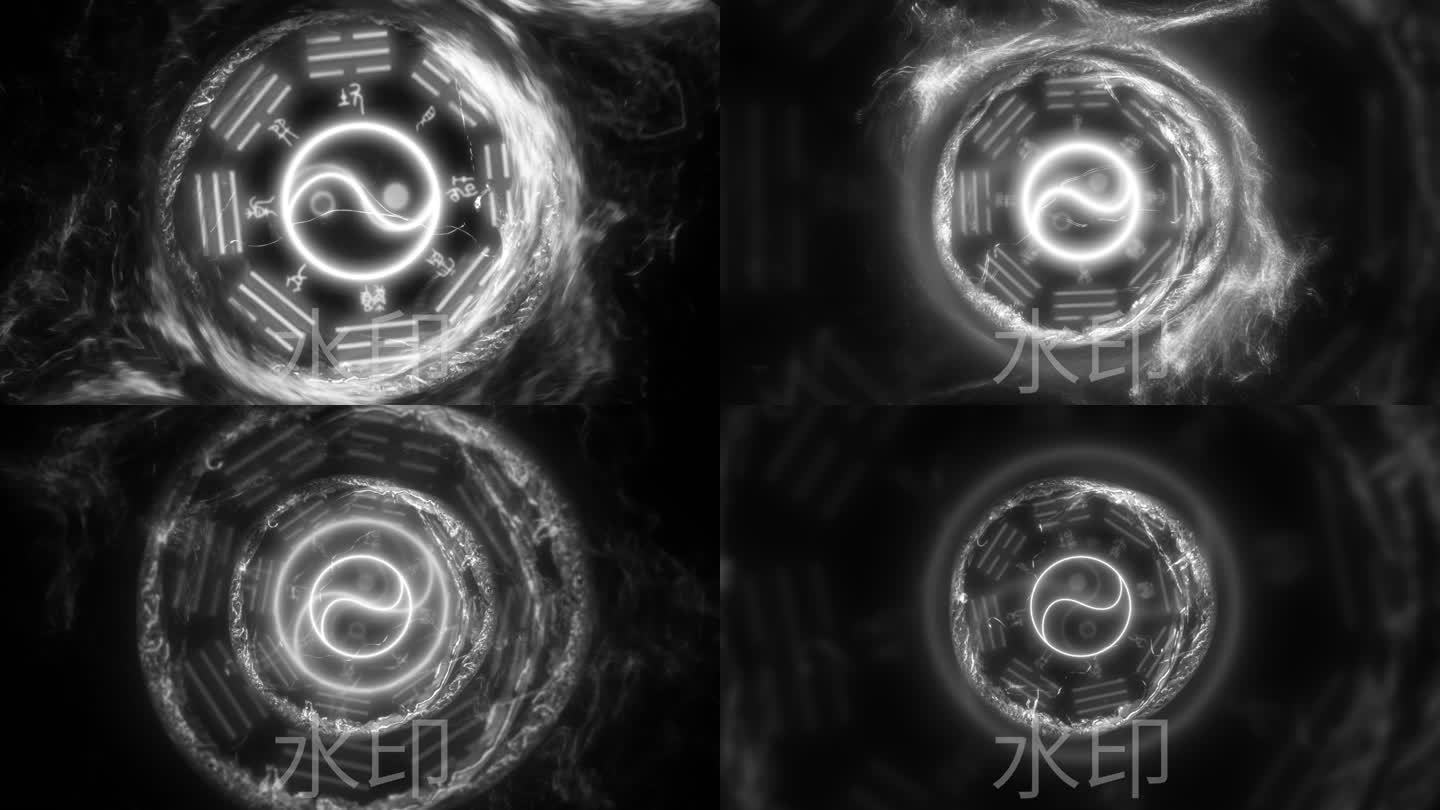 4K带通道 黑白太极八卦过场