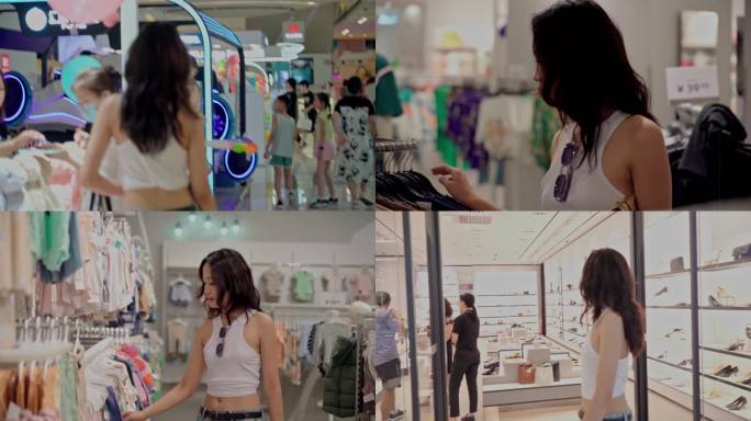 美女消费者逛商场广告视频素材