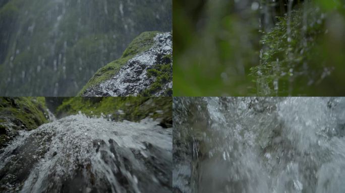 水源溪流溪水瀑布山水生态植被