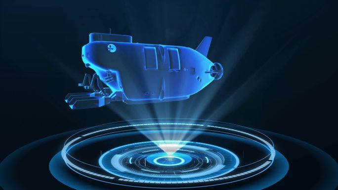 深海载人潜水器全息HUD展示素材