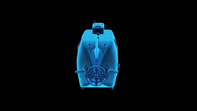深海载人潜水器蓝色科技线条通道素材