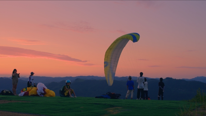 航拍滑翔伞 户外活动 极限运动 时尚