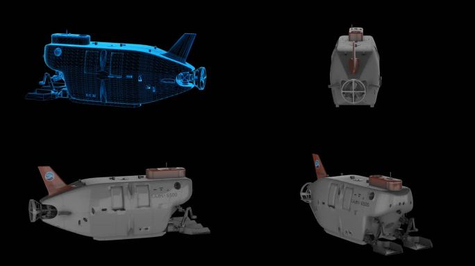 深海载人潜水器全息渐变展示通道素材