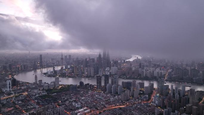 上海日出平流雾航拍