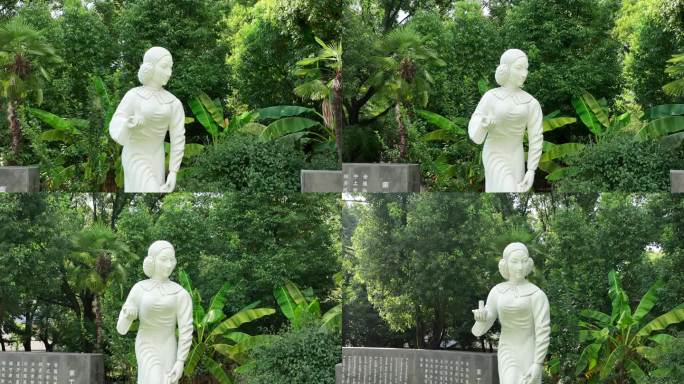 航拍浙江护士学校南丁格尔雕塑雕像原素材