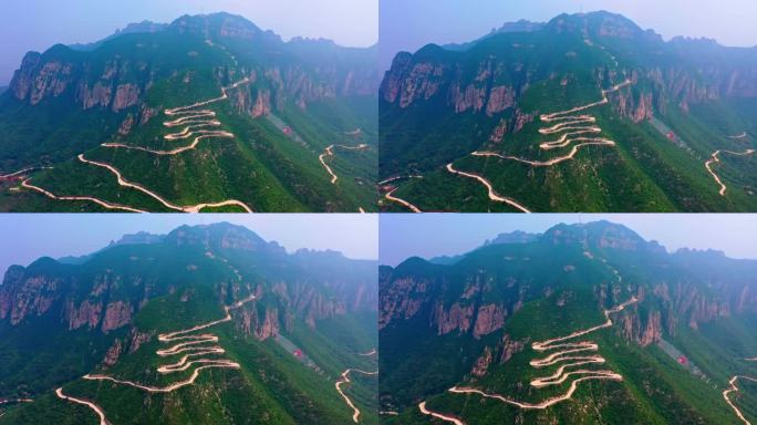 蜿蜒崎岖的山路十八弯4K航拍视频