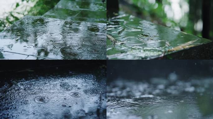 下雨雨季雨滴夏天谷雨清明水滴唯美空镜升格
