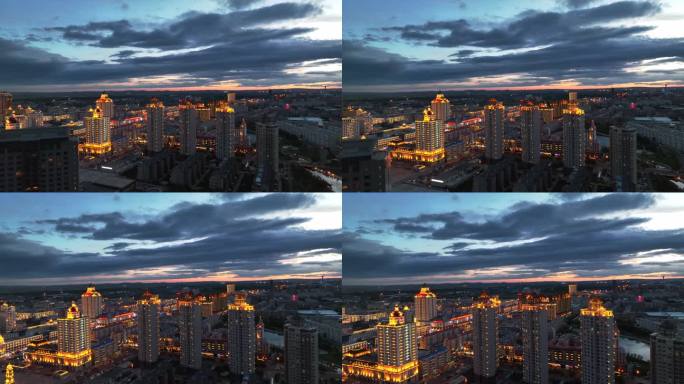 中国内蒙古满洲里市城市夜景风光