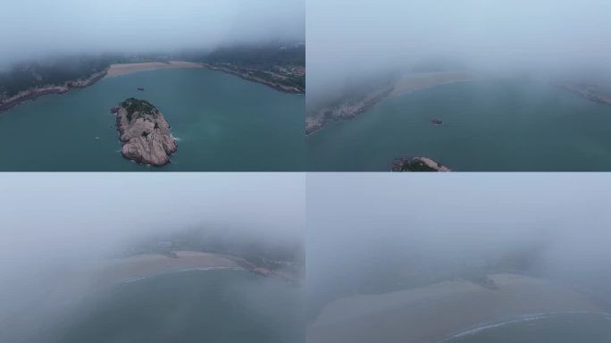 4K航拍海岛 自然风光 海雾 温州南麂岛