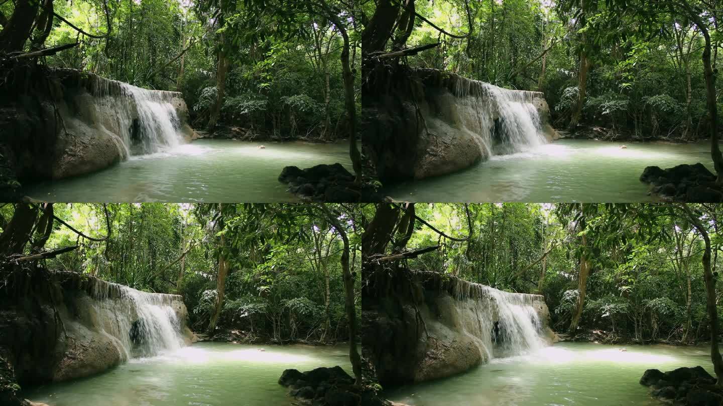 夏季旅行或雨季，泰国的热带森林瀑布
