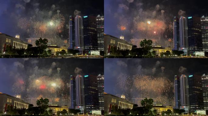 新加坡烟花夜景，照亮半边天