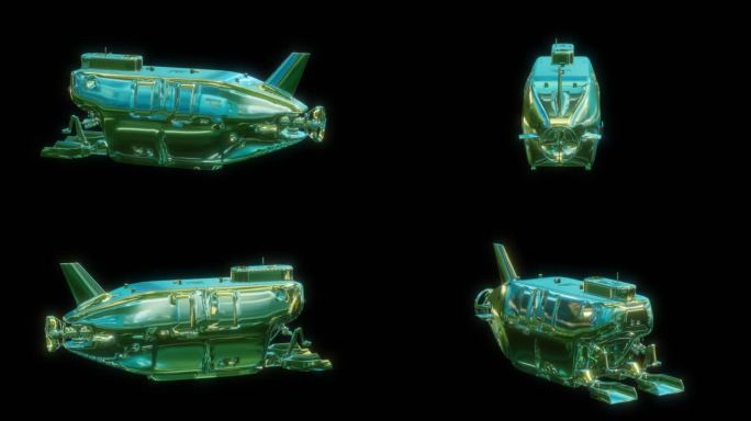 深海载人潜水器赛博朋克元宇宙通道素材