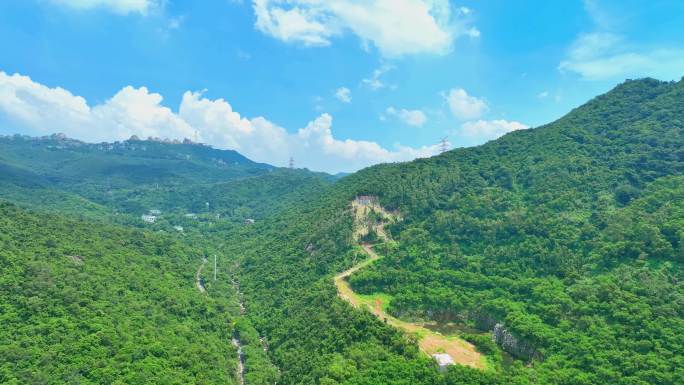 深圳盐田区东部华侨城茶溪谷航拍全景