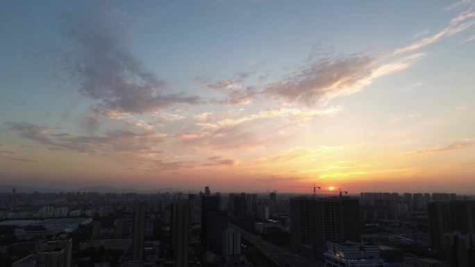 4K 城市夕阳景色视频