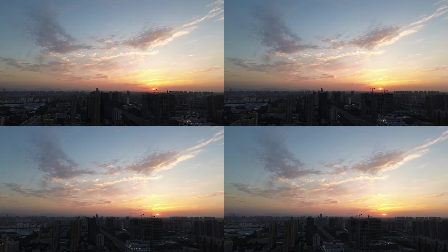 4K 城市夕阳景色视频