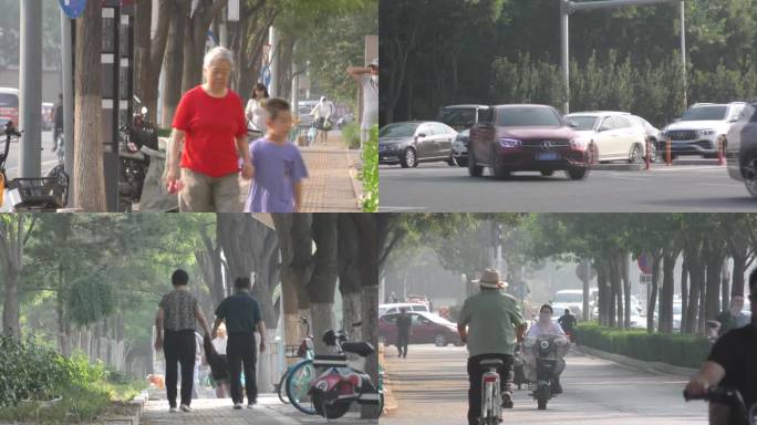 街景城市忙碌生活高温炎热烈日炎炎酷暑车流