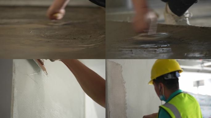 铲子 抹水泥 工人在地下抹水泥 抹油漆