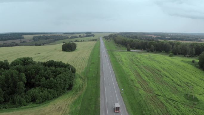 俄罗斯 笔直的公路 草地