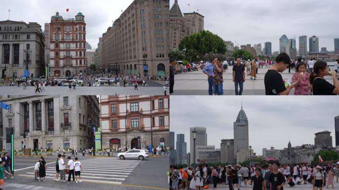 人流逐格人流很多人旅游上海南京路人人群