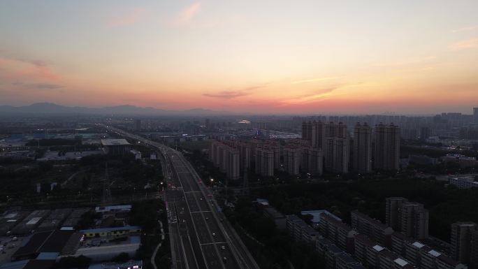 4K 城市夕阳风景航拍