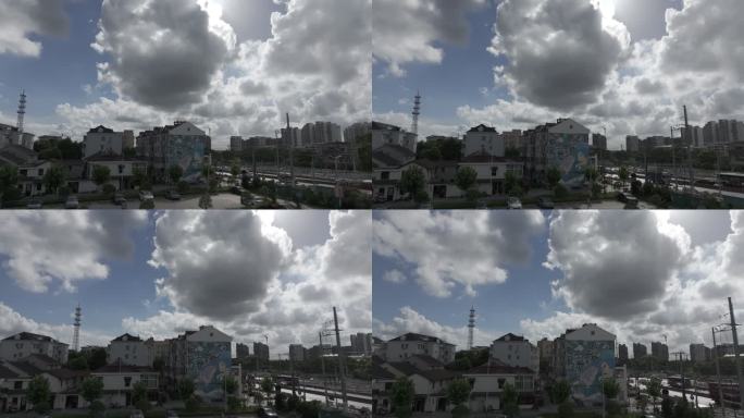 4K原素材-航拍上海浦东居民楼宣传画