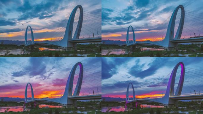 北京首钢园新首钢大桥日落晚霞