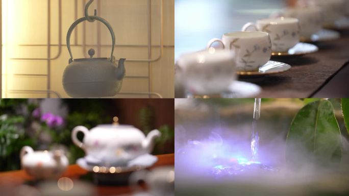 茶杯 古色古香 茶壶 瓷制品 流水