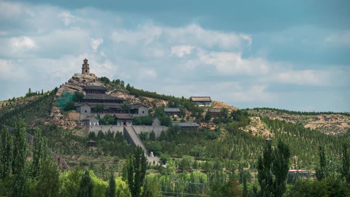 大同云冈区焦山寺风光延时视频