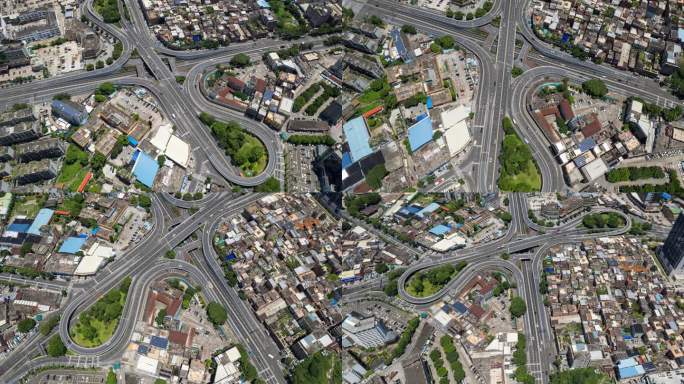 广州番禺机电山庄立交桥大范围航拍延时