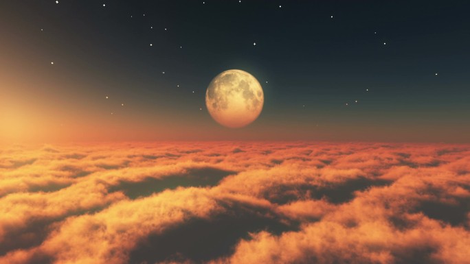 飞云日落月亮