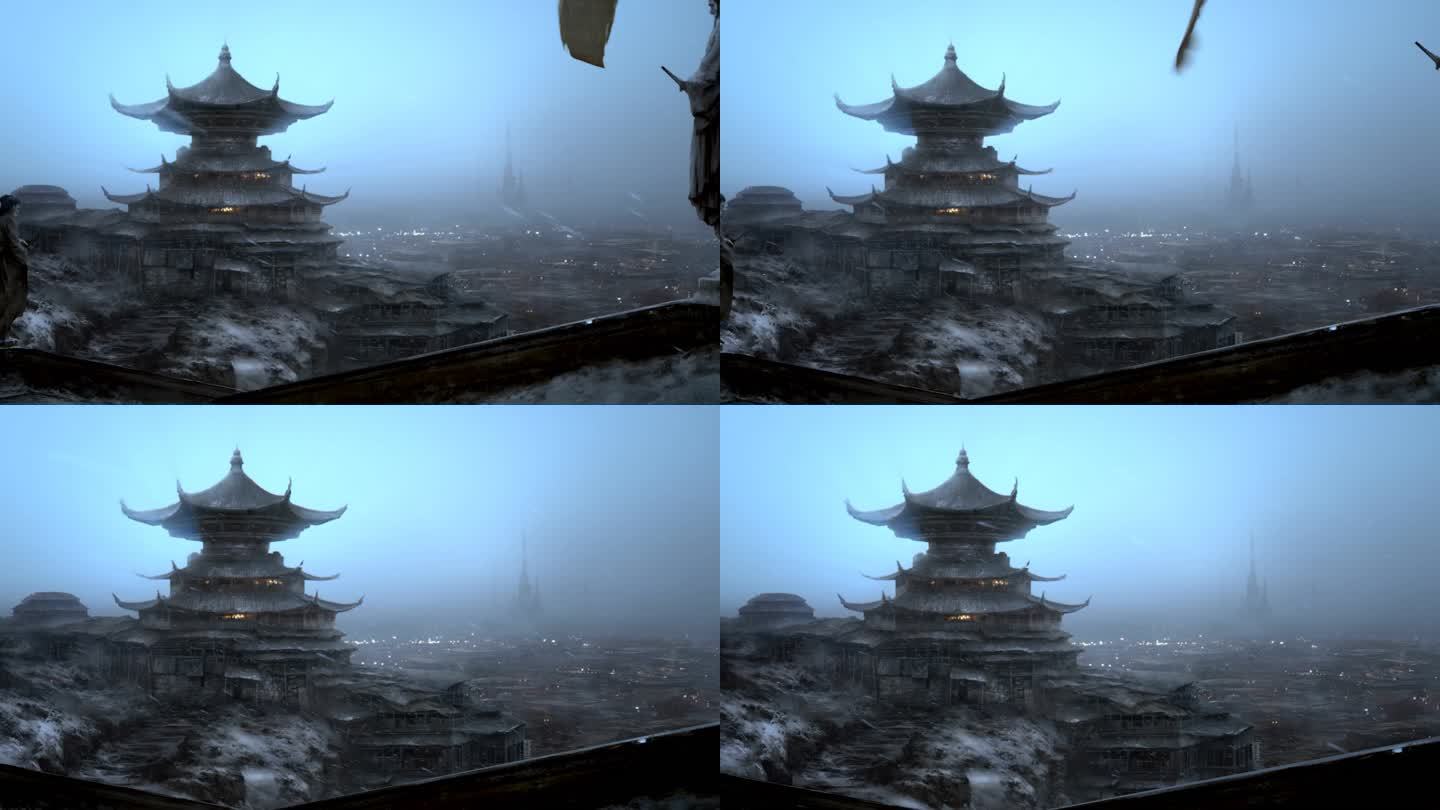 亚洲寺包围喜怒无常的风景