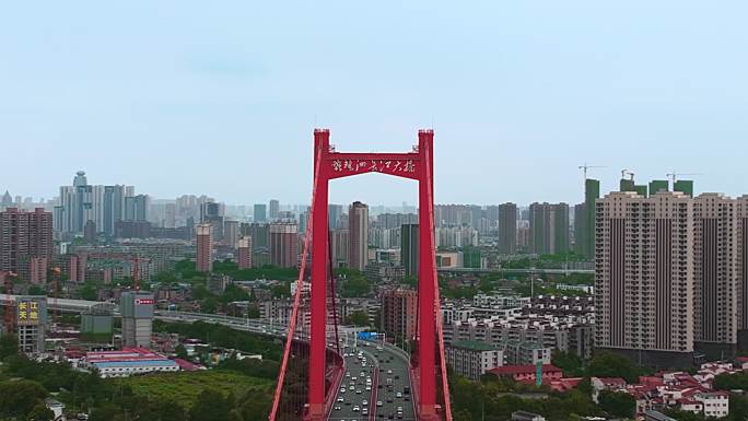 4K航拍武汉红桥——鹦鹉洲长江大桥
