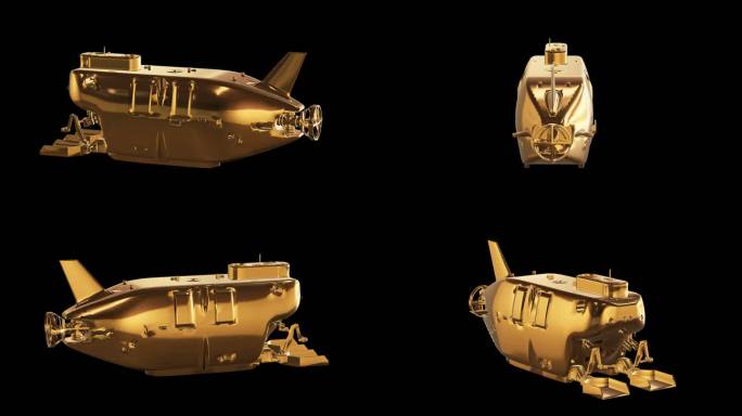 深海载人潜水器黄金版效果展示通道素材